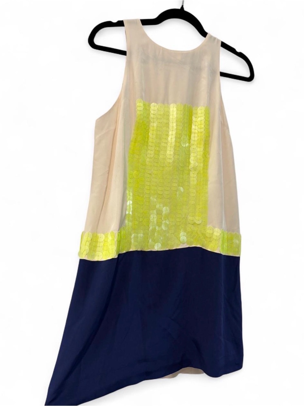 Tibi Colorblock Midi Dress with Neon Sequin Panel